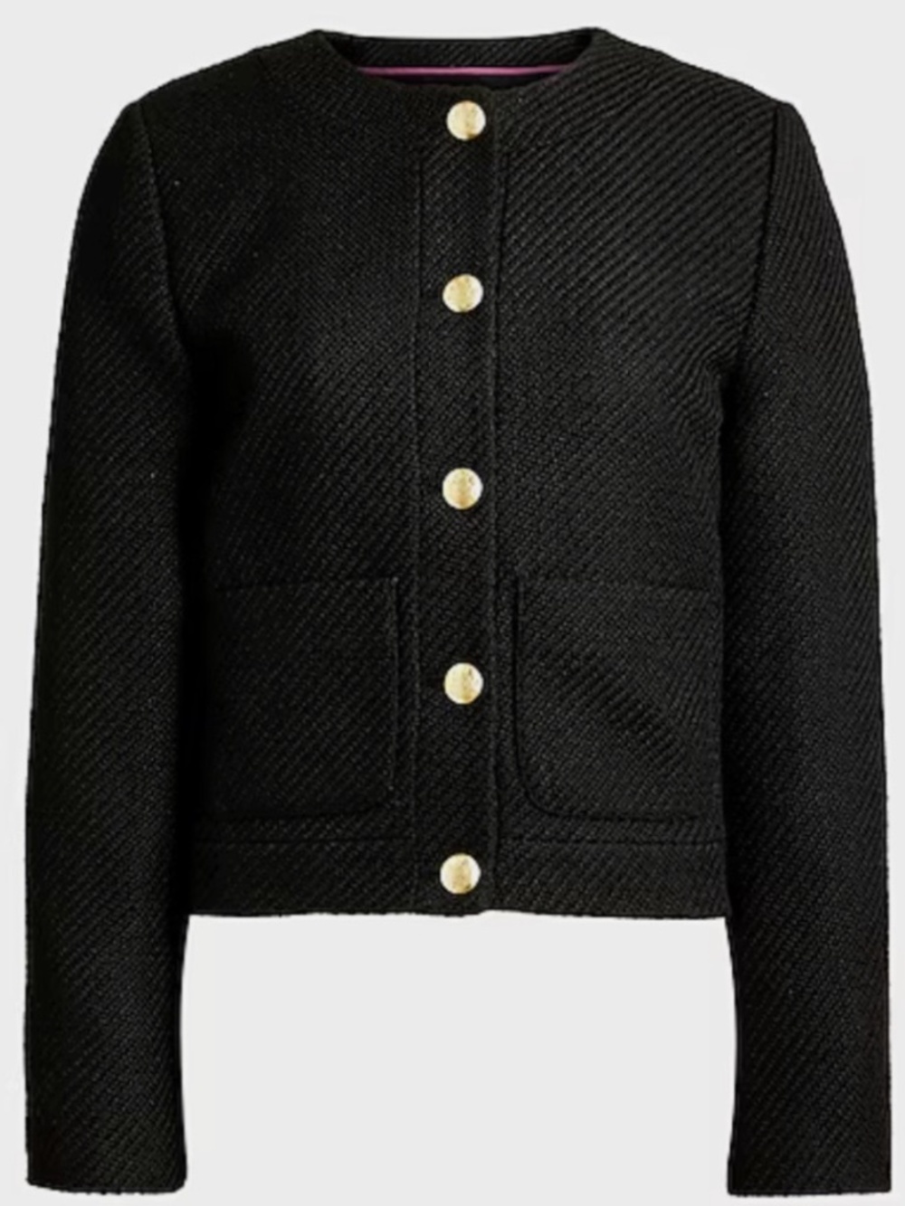 J.Crew Black Boucle Tweed Lady Jacket Gold Buttons Size 6